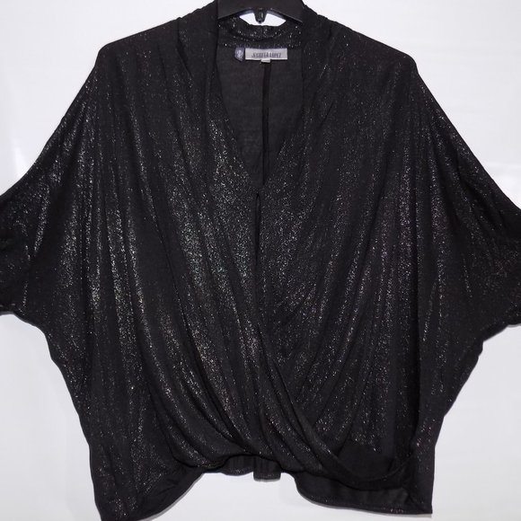 Jennifer Lopez Tops - Jennifer Lopez Black Sparkle Sag Blouse Size Small